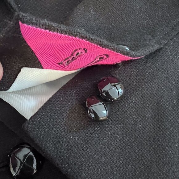 Banana Republic Black Wool H acking Jacket Blazer Sz 8 Tall Black Elbow patches - Picture 9 of 14